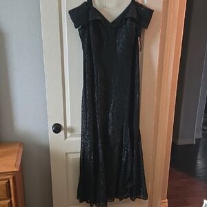 R&M Richards Black Strapless Lace Dress